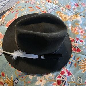Black Hat with Feather Accent